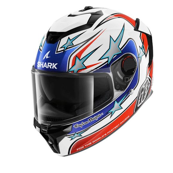 Shark SPARTAN GT PRO Full-Face Helmet - FLAGSTAFF x TROYLEE DESIGN - White / BlueRef: SH1738