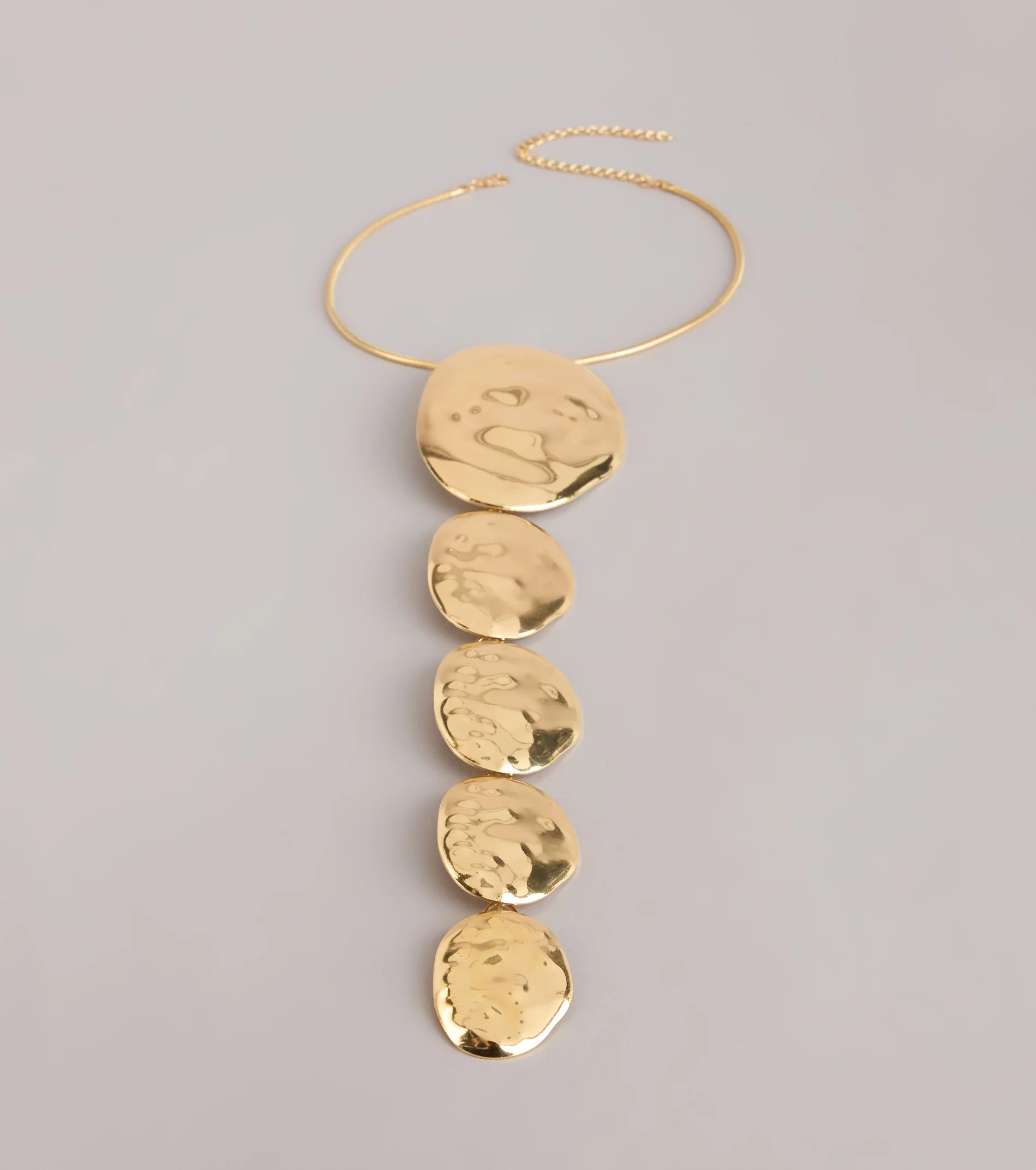 Dripping In Drama Hammered Lariat Necklace