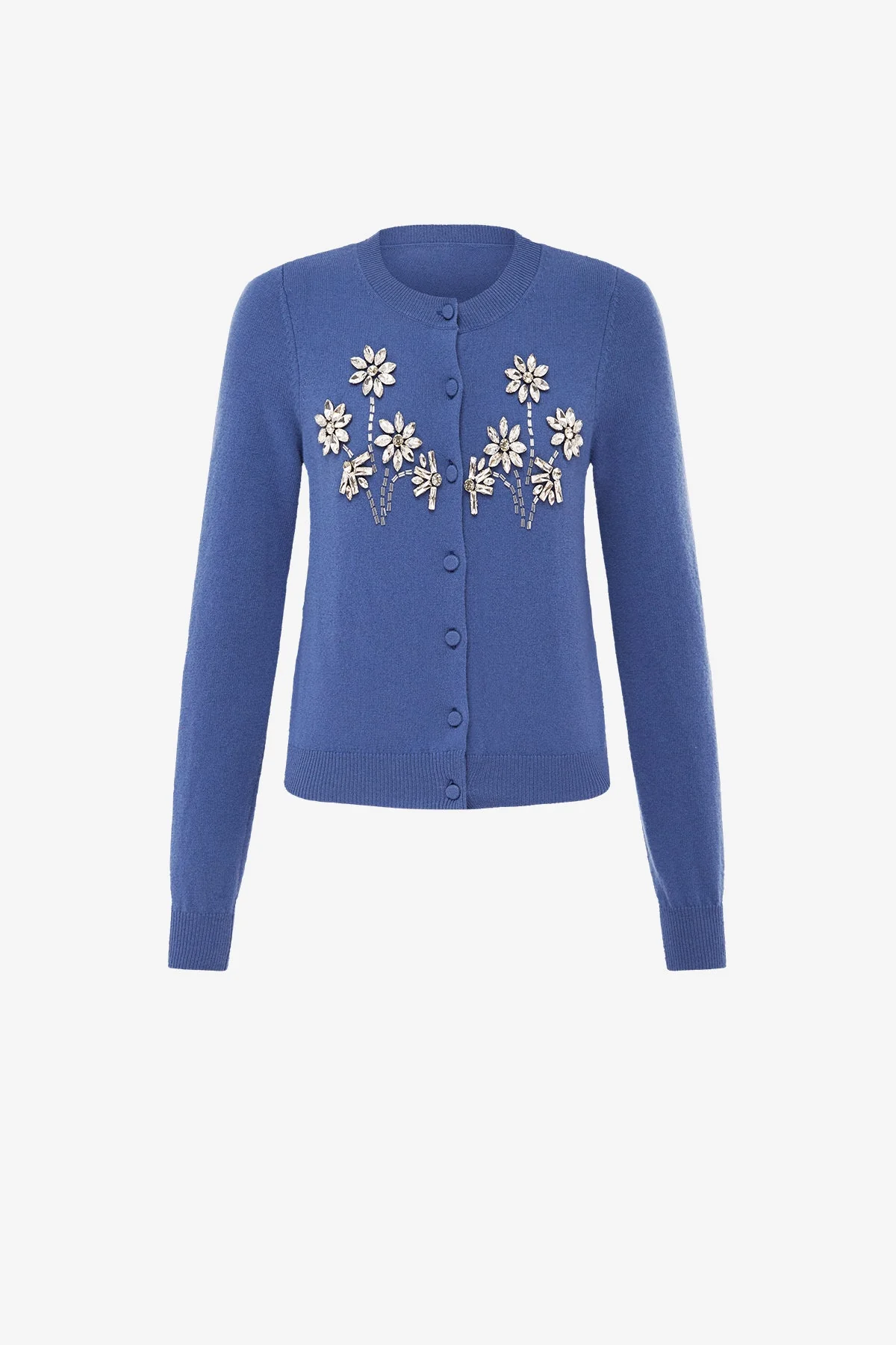 Claire Embellished Cashmere Blend Cardigan - Azure