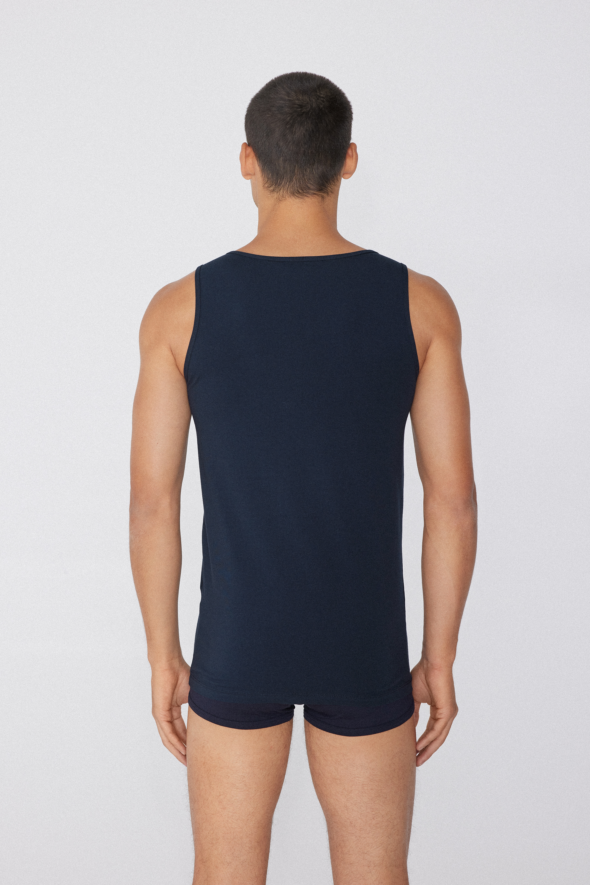 Stretch Cotton Vest with Wide Shoulder Straps