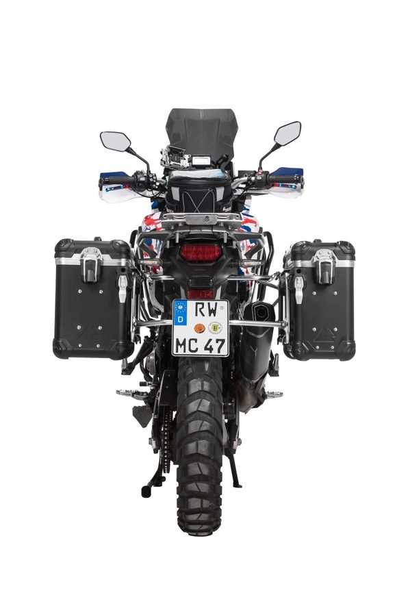 Touratech suitcase Complete kit ZEGA Evo 31/38 - Gray support included - Black anodizedRef: Trt01093A / 01-402-6832-0
