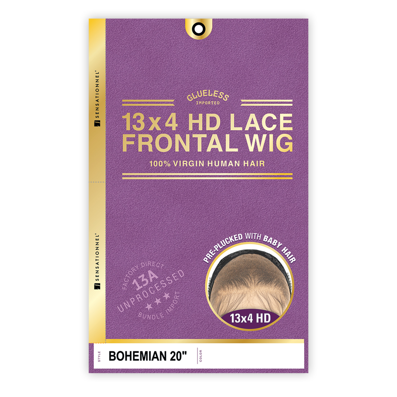 Sensationnel Unprocessed Virgin Human Hair 13X4 HD Lace Frontal Wig Glueless 13A Bohemian 20