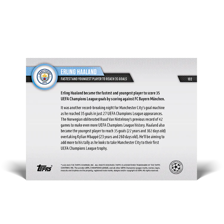 Topps UK - UEFA Champions League Record: Fastest and youngest player to reach 35 goals - UCL TOPPS NOW® Card #102