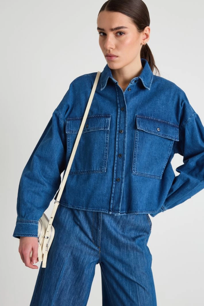 Boxy denim shirt - BLUE