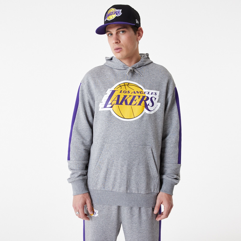 Los Angeles Lakers New Era Color Block NBA Hoodie Gray