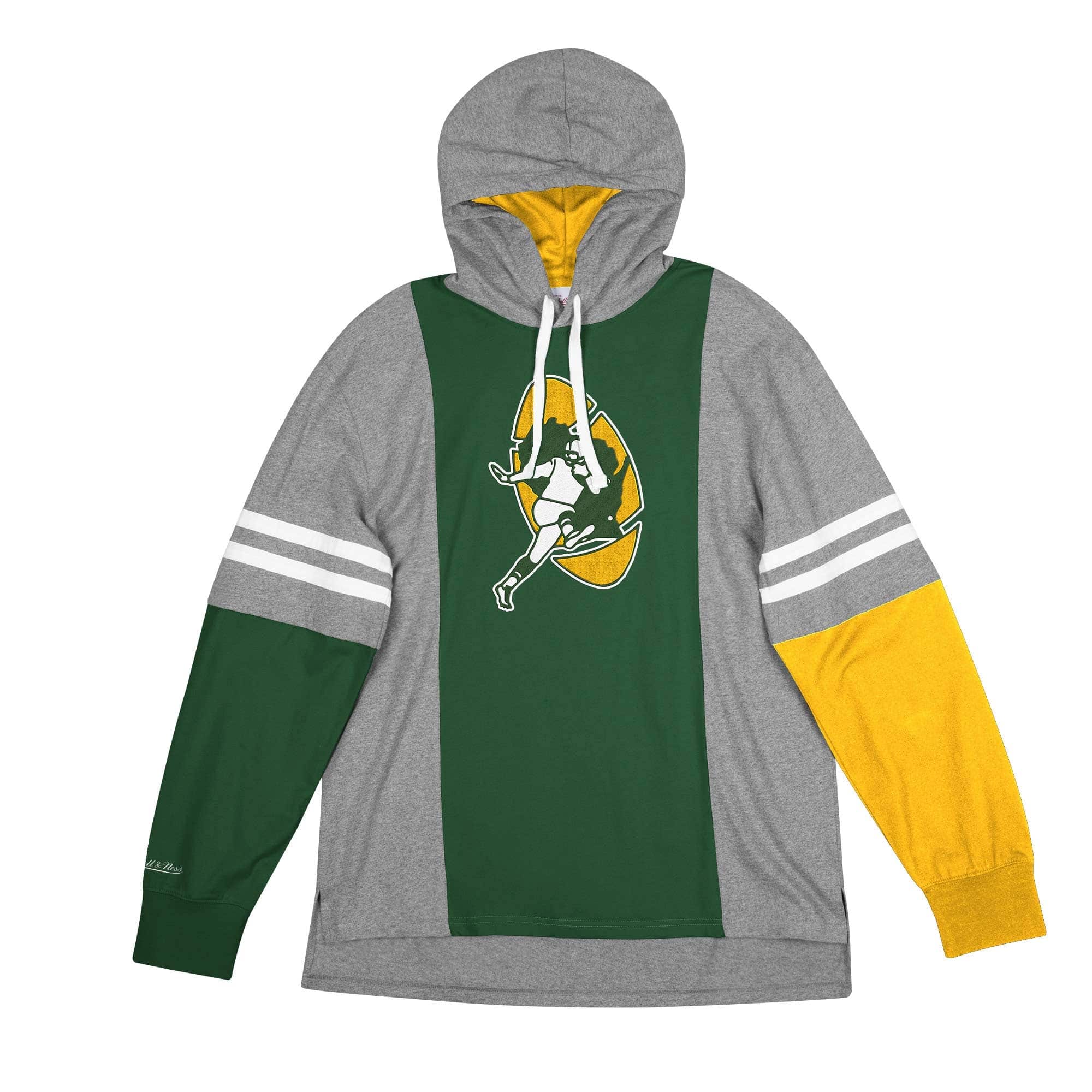 Green Bay Packers Color Blocked Mitchell & Ness Lightweight NFL Hoodie