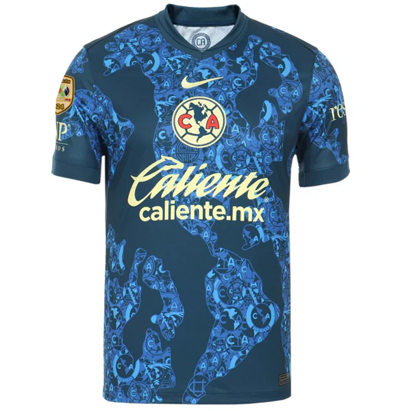 Club America Diego Valdes Away Jersey w/ Liga MX C24 Patch 24/25 (Valerian Blue/Lemon Chiffon)