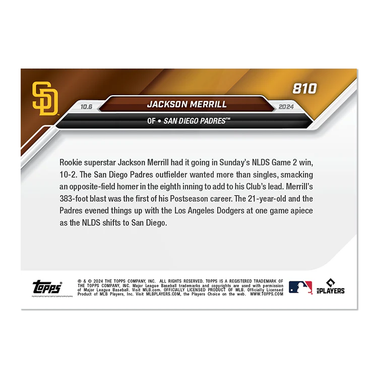 Jackson Merrill - 2024 MLB Topps NOW® Card 810