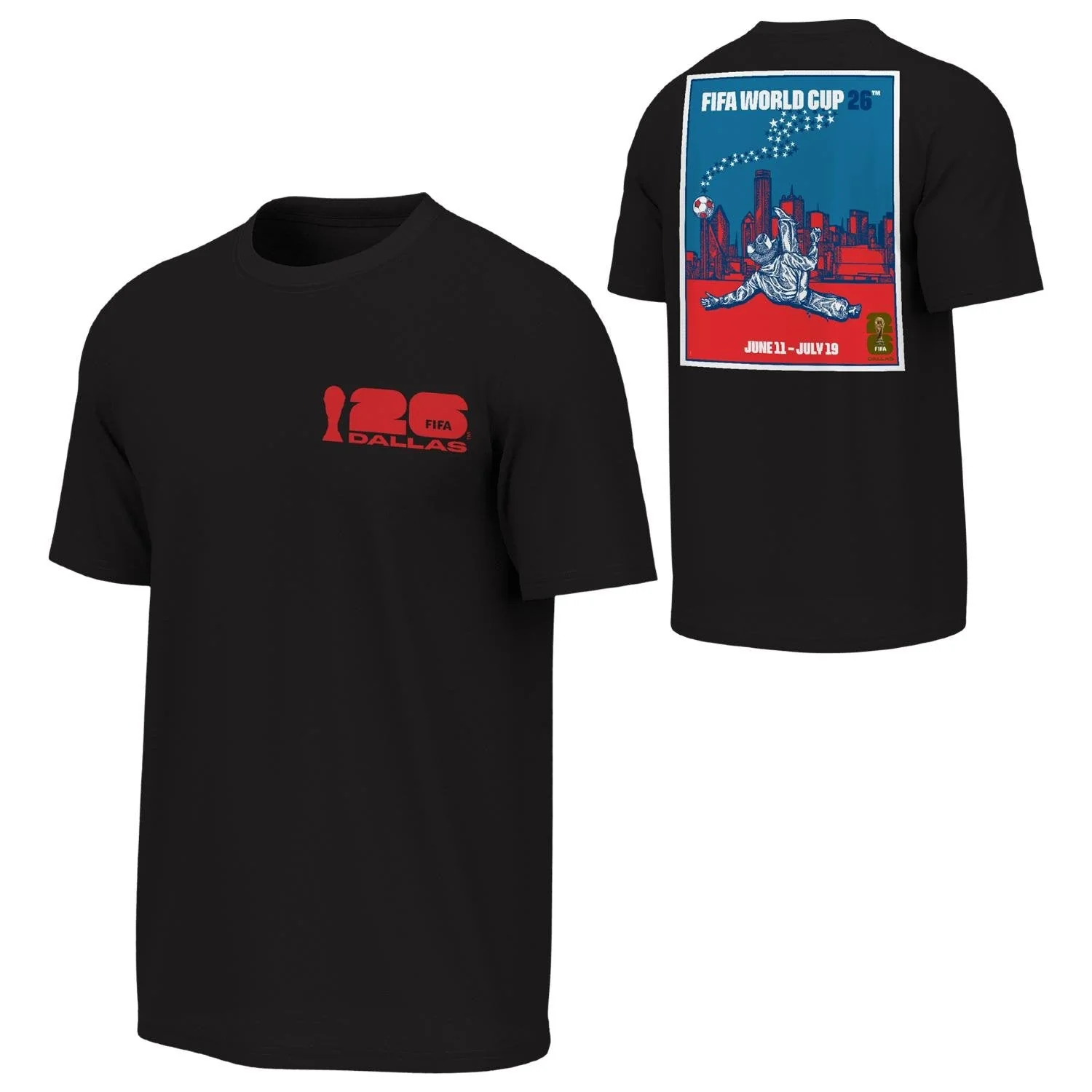 2026 Soccer Fan Collection Dallas Poster Black T-Shirt - Unisex