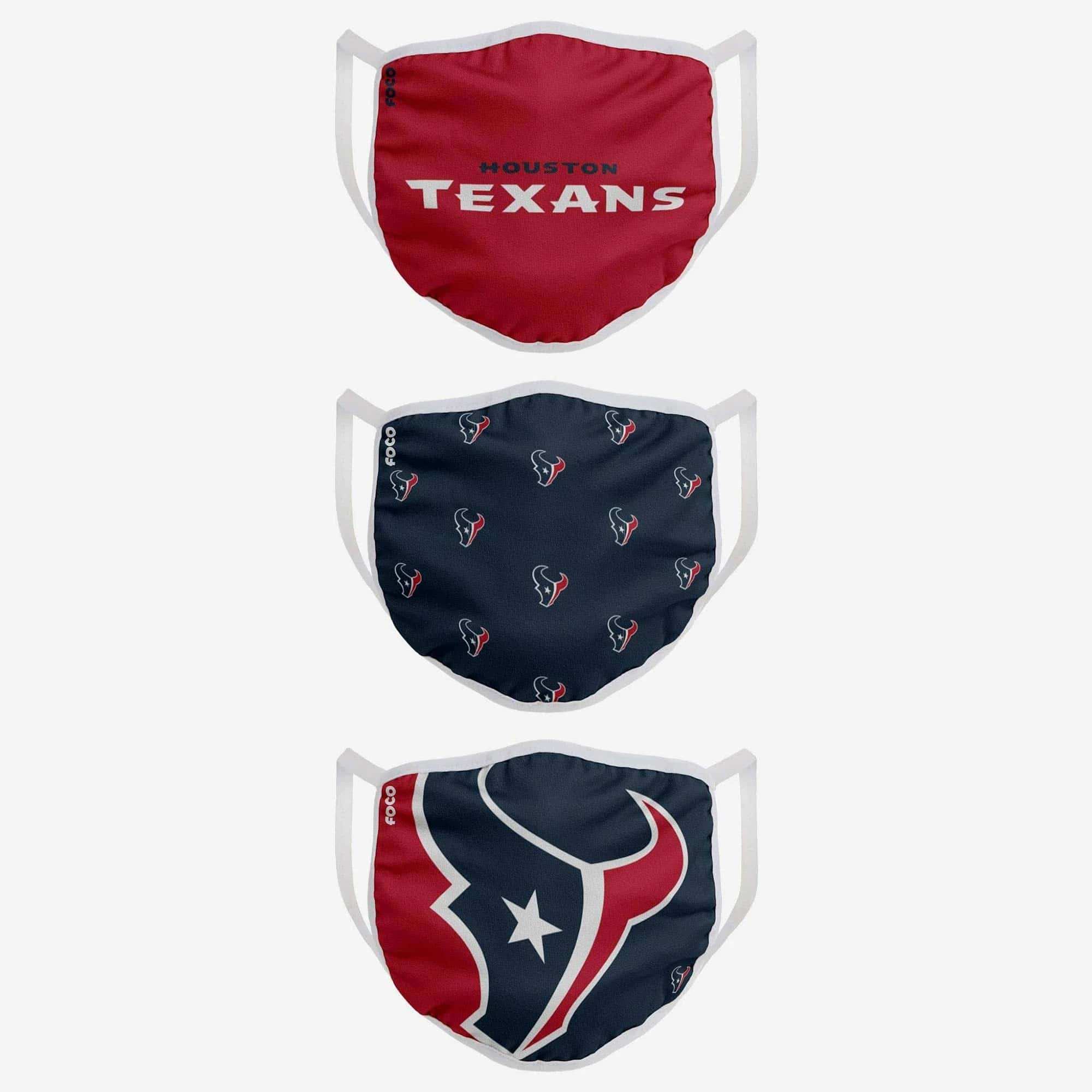 Houston Texans Face Covering NFL Face Mask (3-Pack)