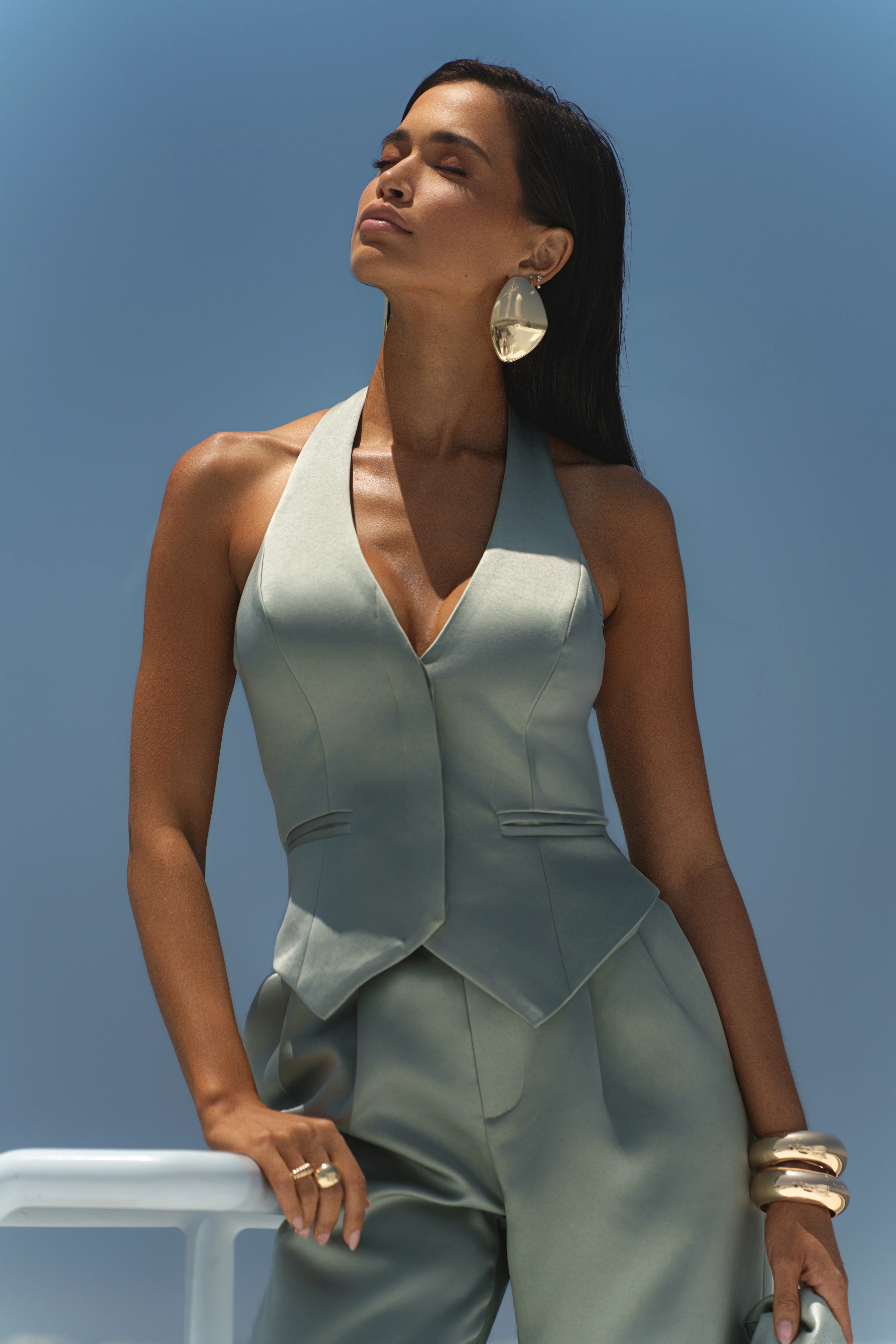 Sage City Nights Satin Vest