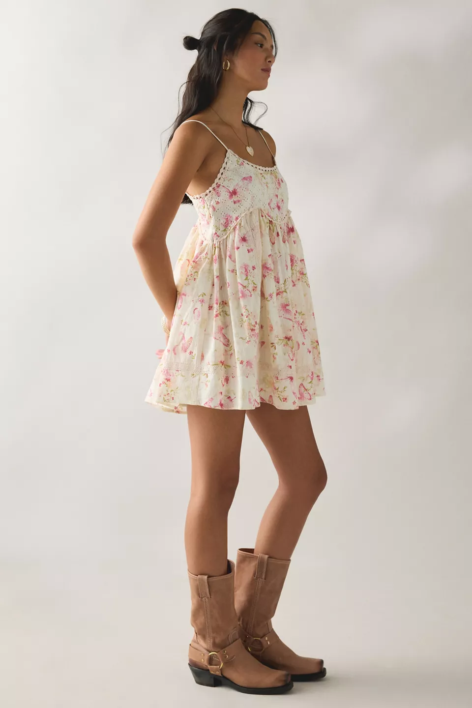 Kimchi Blue Lucky In Lace Tie-Back Babydoll Mini Dress