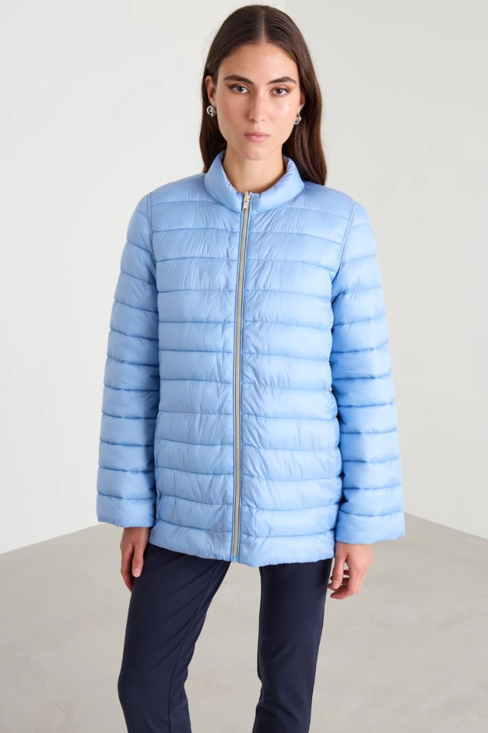 Padded jacket with Mandarin collar - PALE BLUE SAND