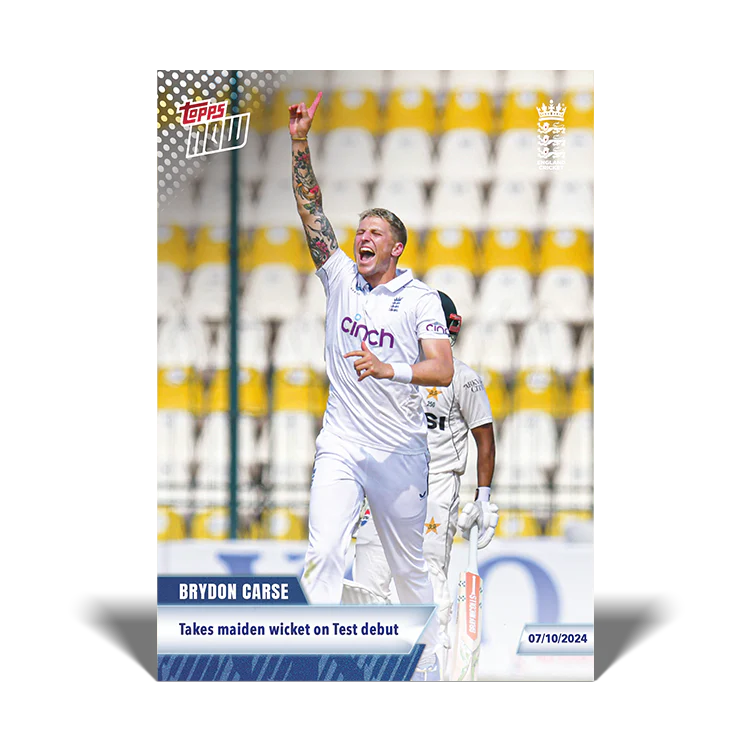Brydon Carse - Takes maiden wicket on Test debut - 23/24 ECB Topps NOW® Card 30