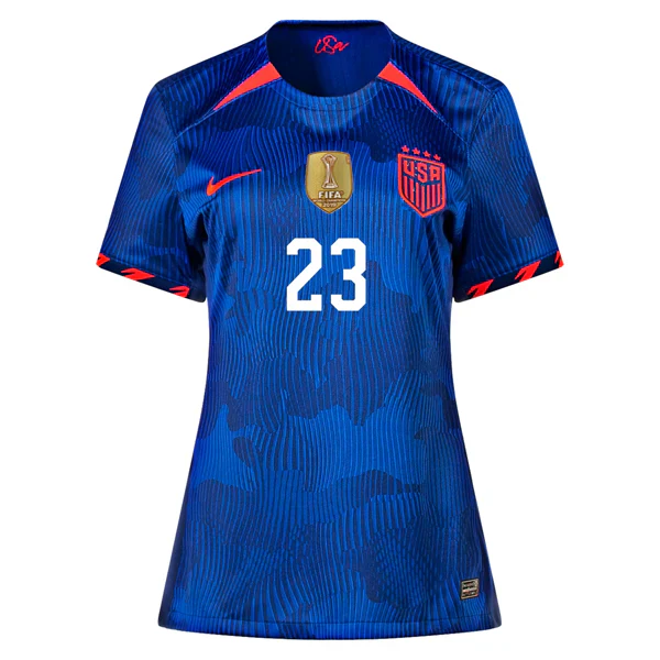 Womens United States Emily Fox 4 Star Away Jersey 23/24 w/ 2019 World Cup Champion Patch (Hyper Royal/Loyal Blue)
