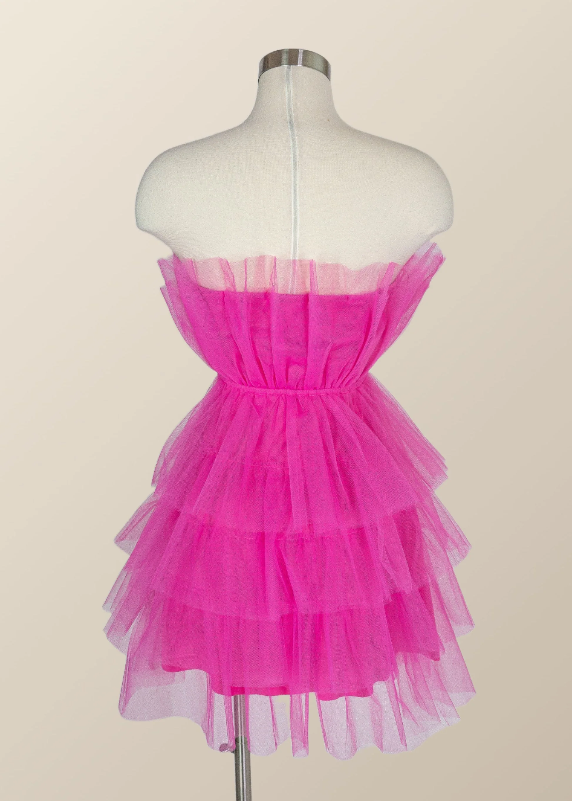 Hot Pink Flare Short Birthday Dress