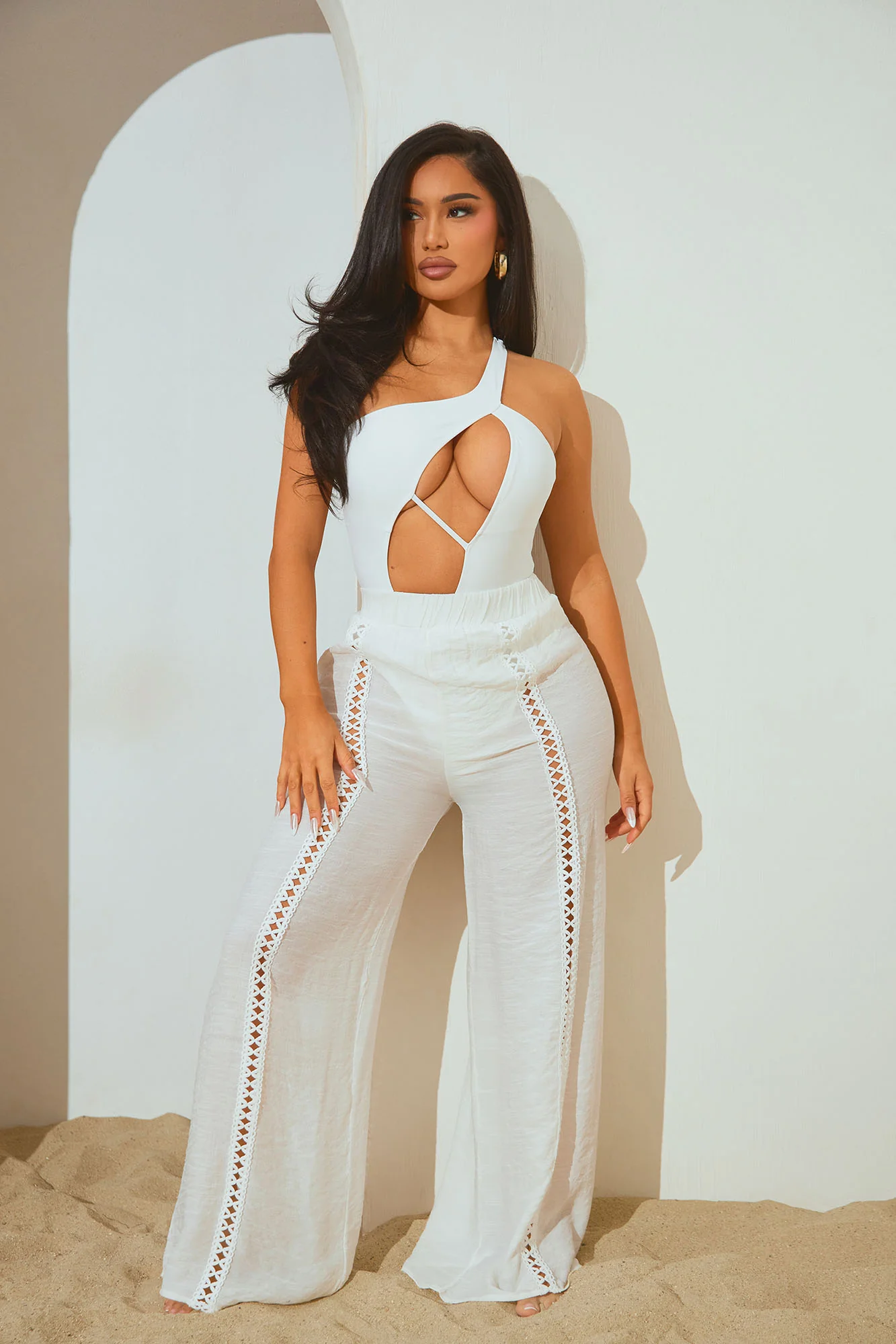 Grecian Sea Breeze Cover Up Pants - White