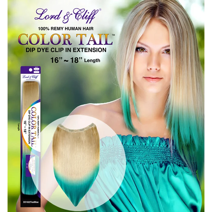 Lord & Cliff 100% Remy Human Hair Dip Dye Clip In Weave - STRAIGHT COLOR TAIL OMBRE TWO TONE 16-18