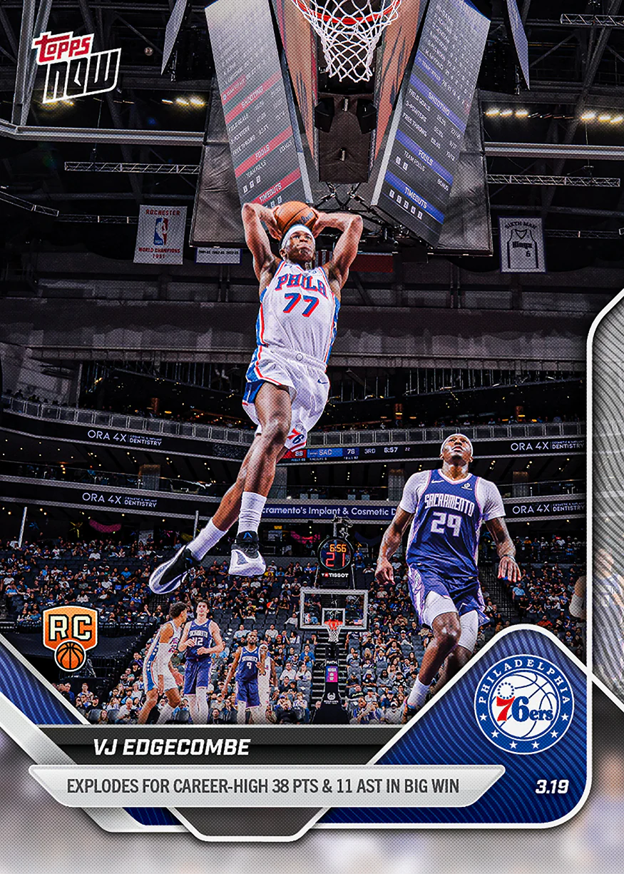 VJ Edgecombe - 2025-26 NBA Topps NOW® - Card 218 - PR: 2100