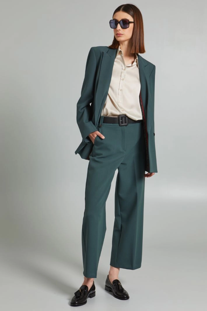 Viscose canvas blazer - FOREST GREEN