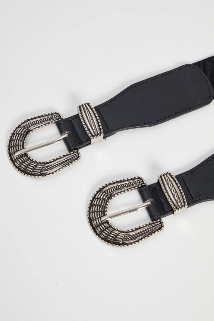 Double buckle belt - BLACK