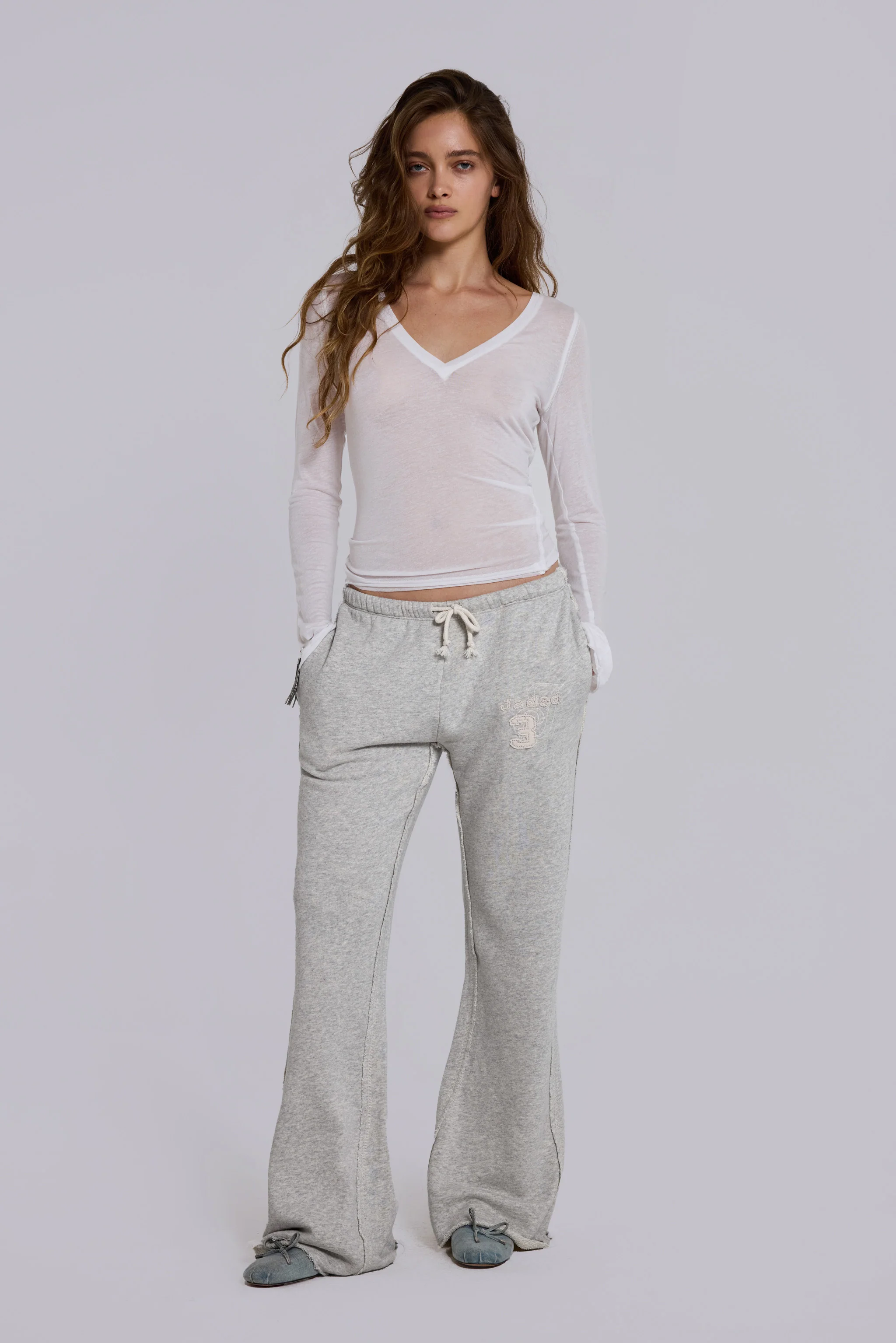 Cleo Slouchy Bootcut Jogger in Grey Marl