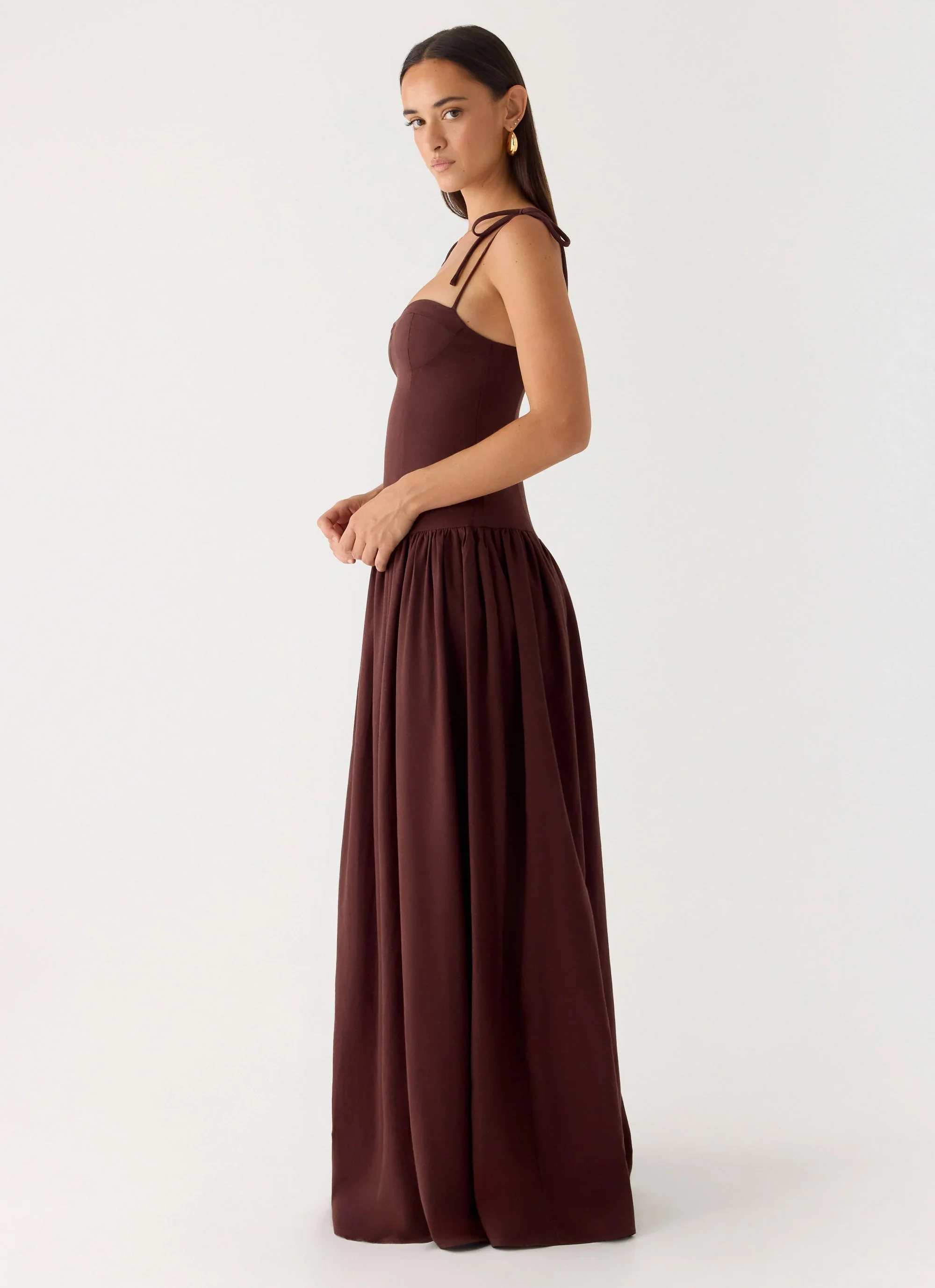 Giovanna Linen Maxi Dress - Chocolate Drizzle