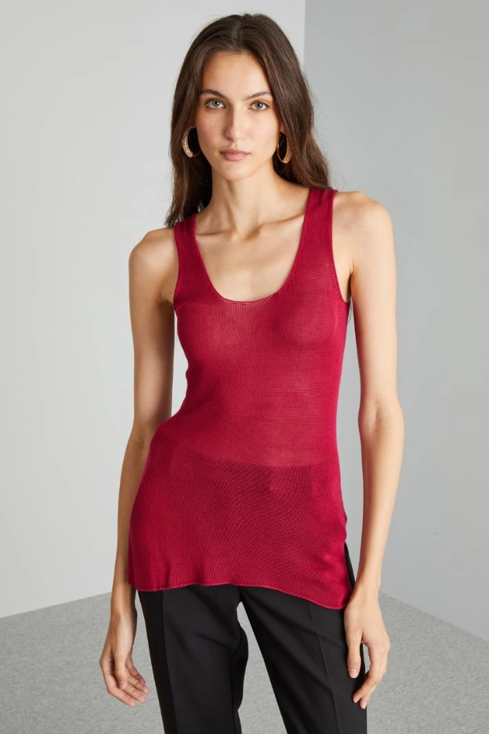 Knitted tank top - CHERRY