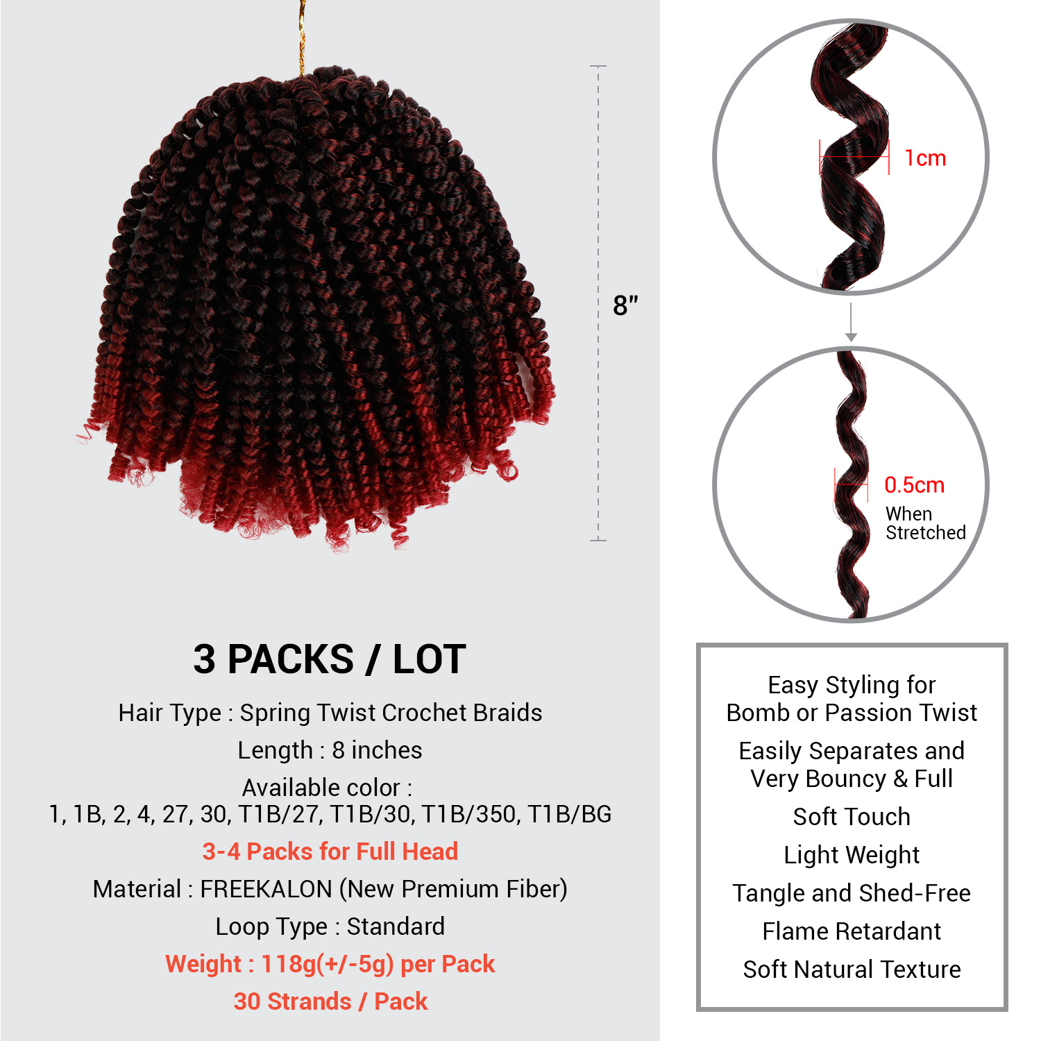 Authentic Synthetic Hair Crochet Braids Passion Spring Twist 8