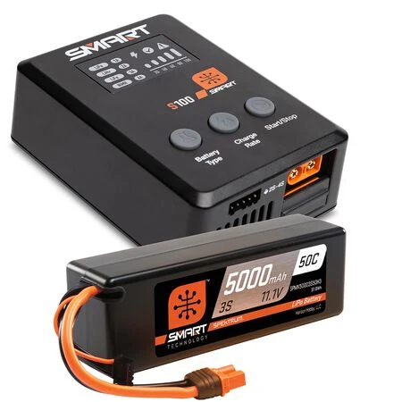 Smart Powerstage Surface Bundle: 5000mAh 3S 50C LiPo Battery (IC3) / 100W S100 Charger Spektrum SPMX-1033