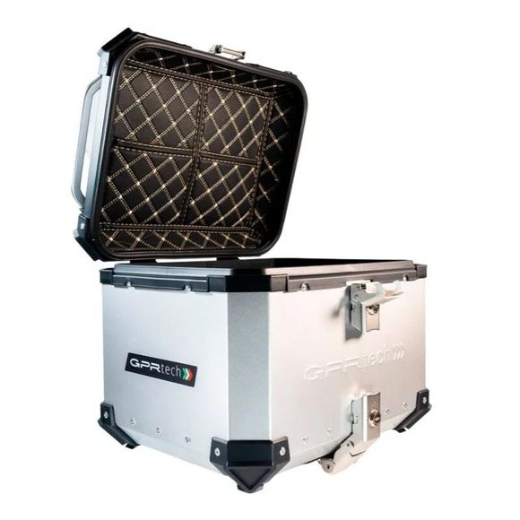 GPR Tech ALPI-TECH Aluminum Top Case - 35 Liters + Universal Mounting Plate - GrayRef: GTE0054