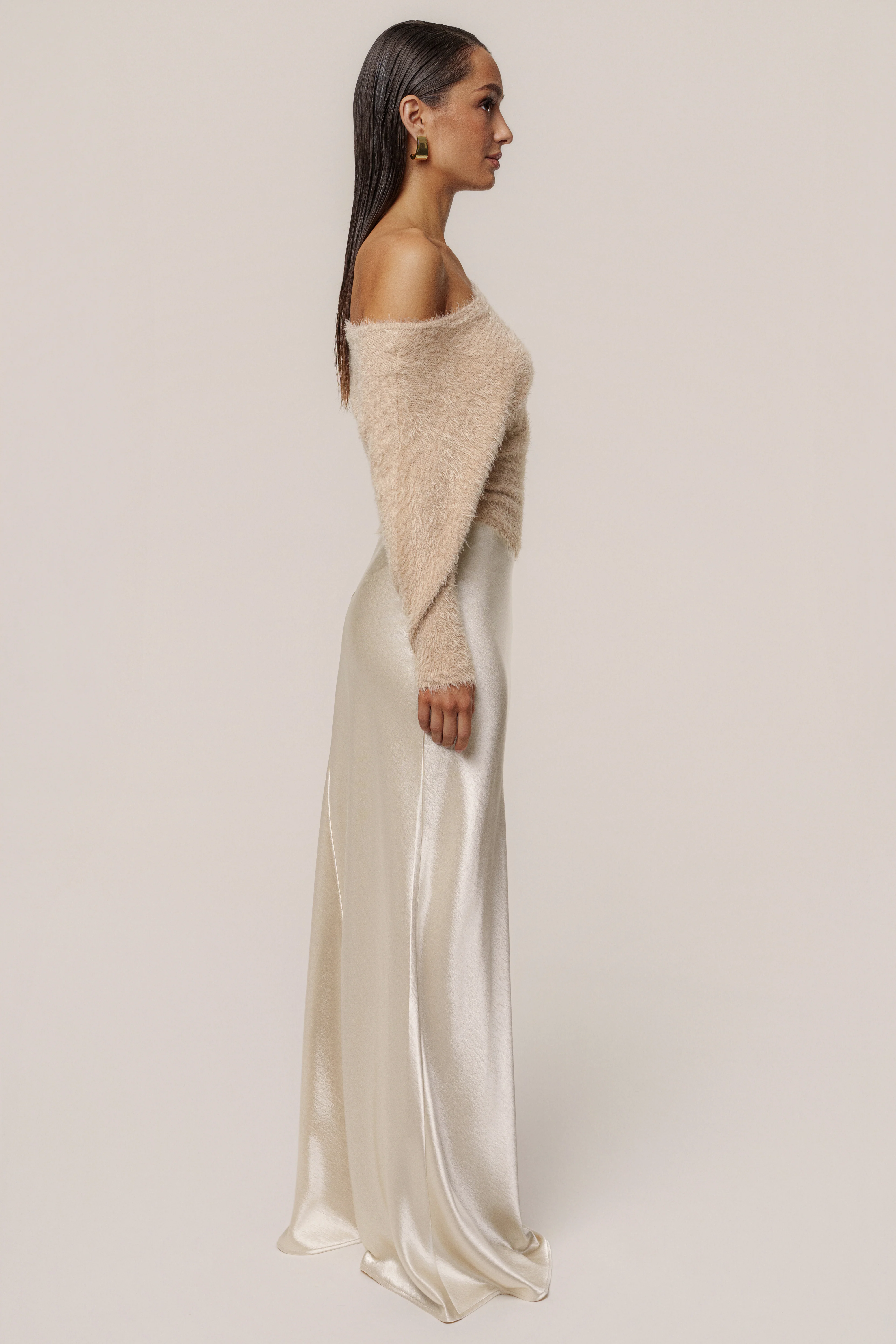 Champagne Tradition Satin Maxi Skirt