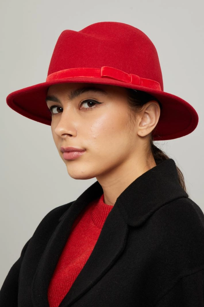 Velvet ribbon hat - RED