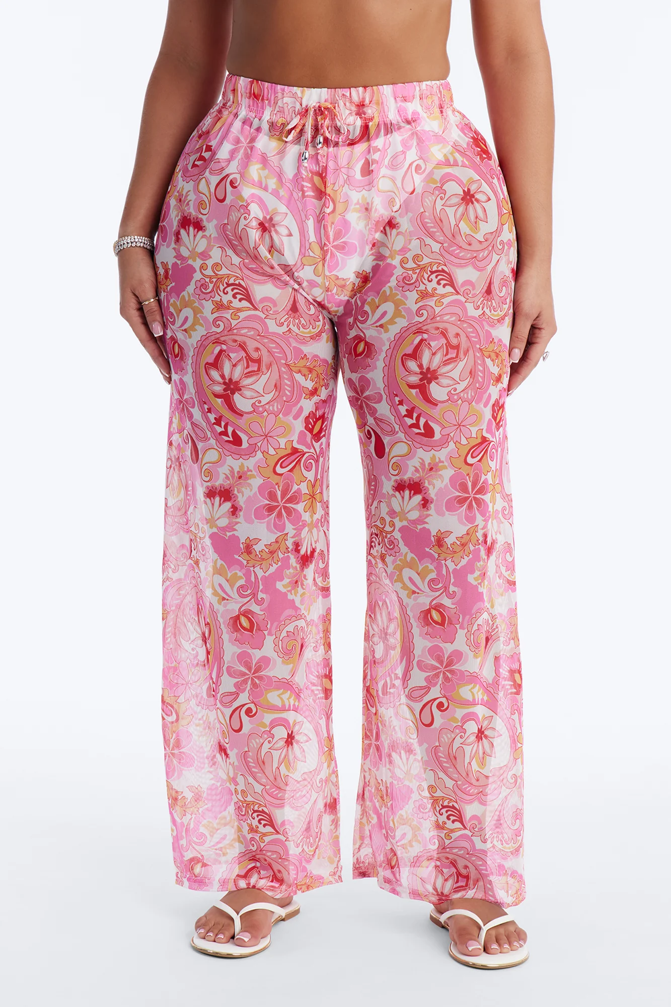 Poolside Obviously Paisley Cover Up Pants - Pink/combo