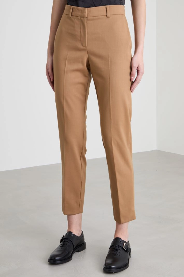 Wool twill trousers - CAMEL