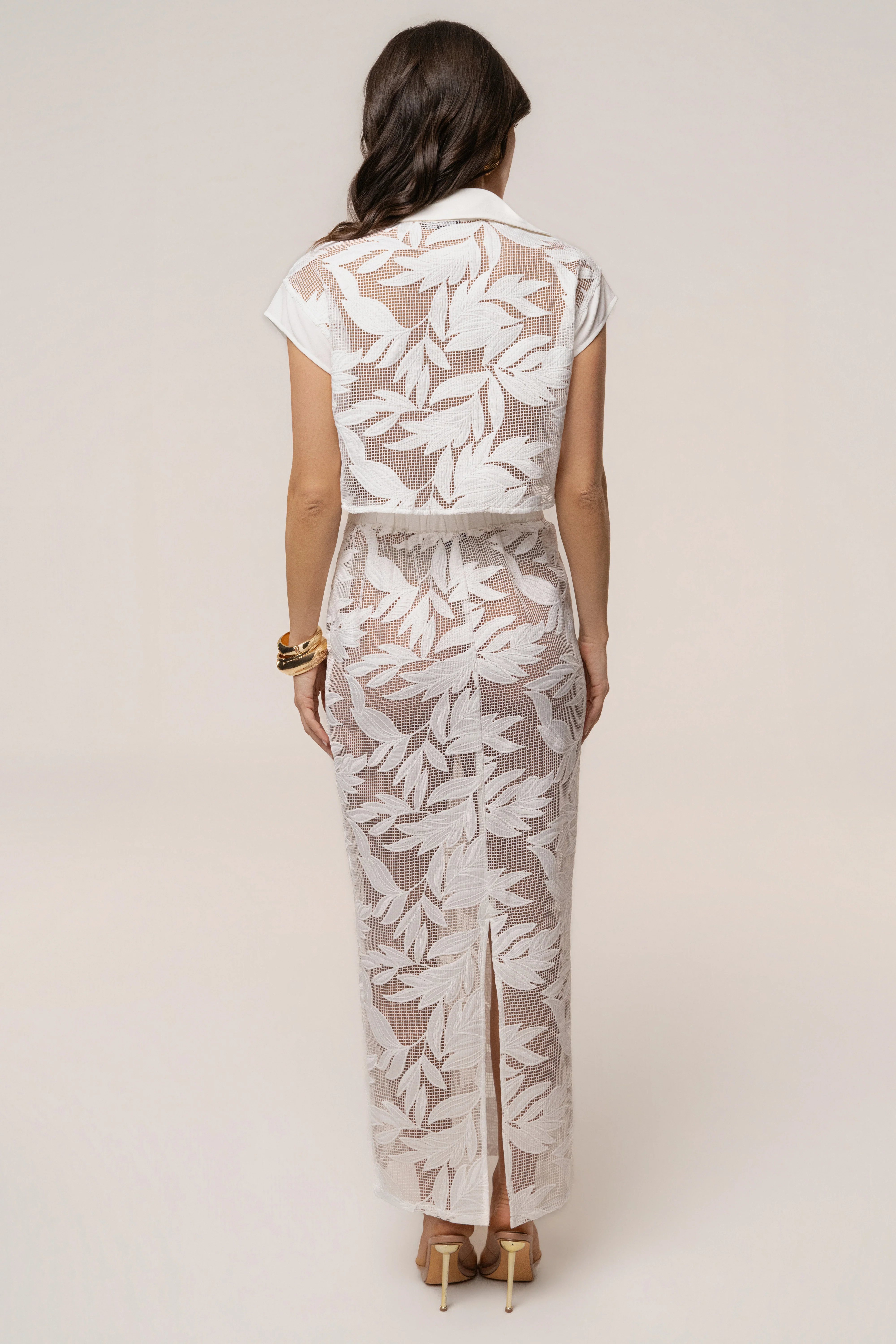White Bali Nights Embroidered  Skirt