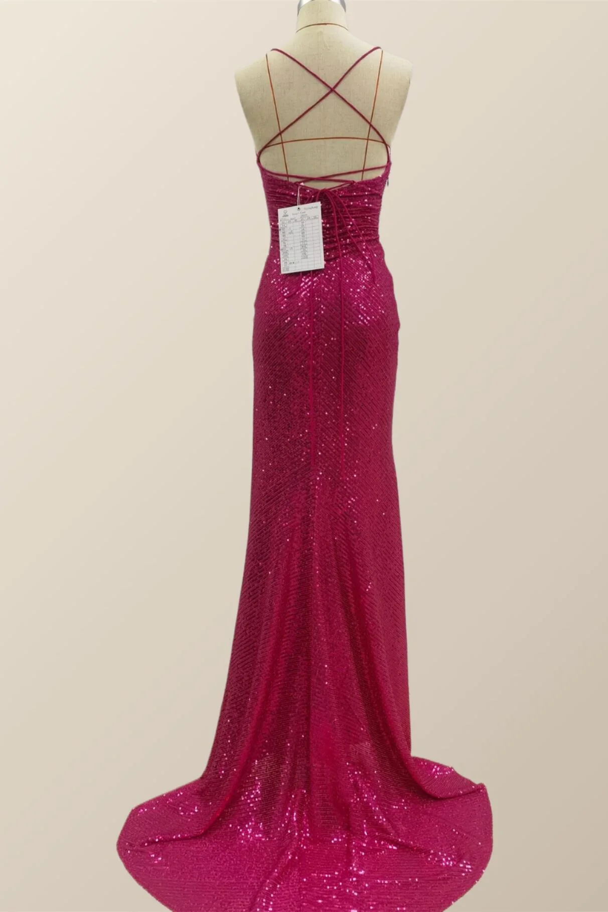 Fuchsia Sequin Mermaid Long Party Dress