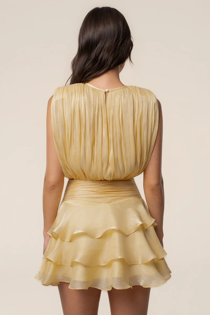 Yellow Sky Draped Skirt Set