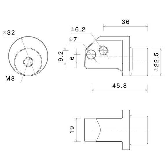 Rizoma Passenger Footpeg Adapter - 22 mm - BlackRef: RZ1054 / PE669B