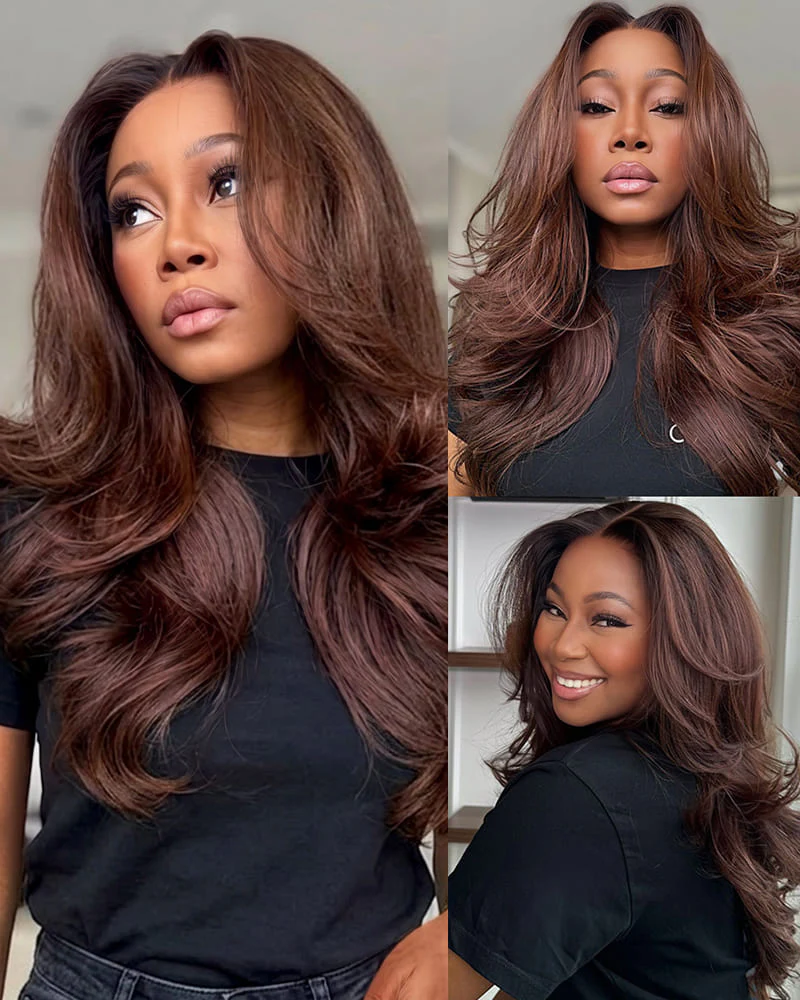Ophirawig13x6 HD Lace Chocolate Brown Glueless Wig Body Wave With Drawstring 100% Human Hair Wig