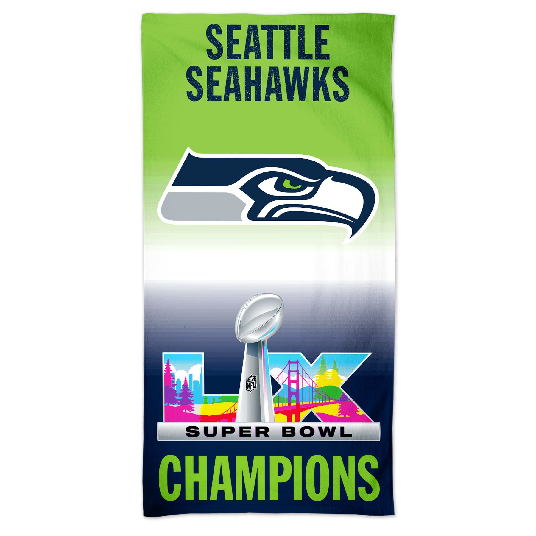 Seattle Seahawks Super Bowl LX Champions NFL Beach Towel