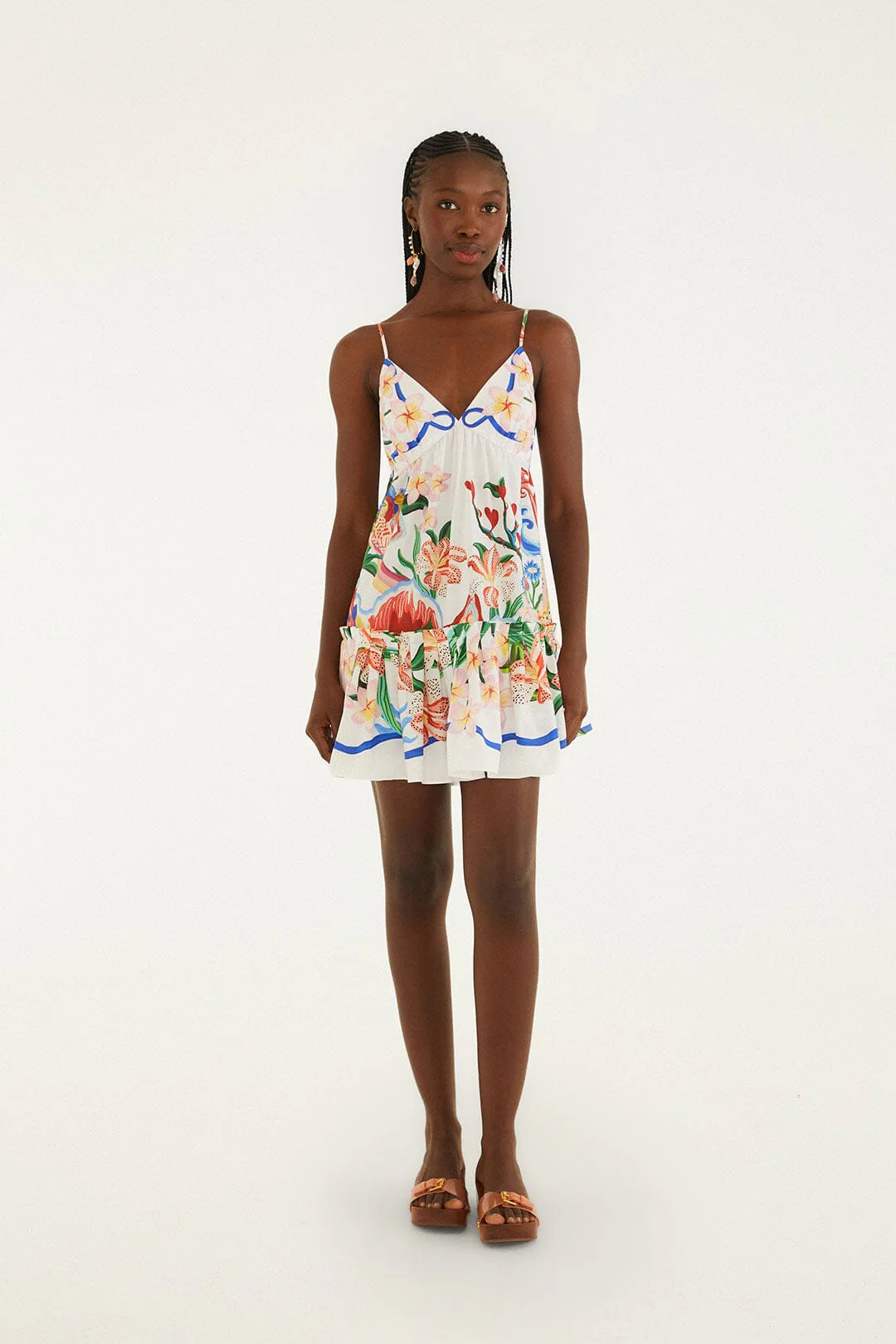 Off-White Garden Of Life Scarf Ruffled Mini Dress
