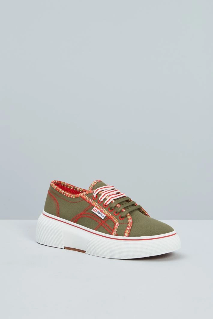 Canvas trainers - GREEN RED WHITE