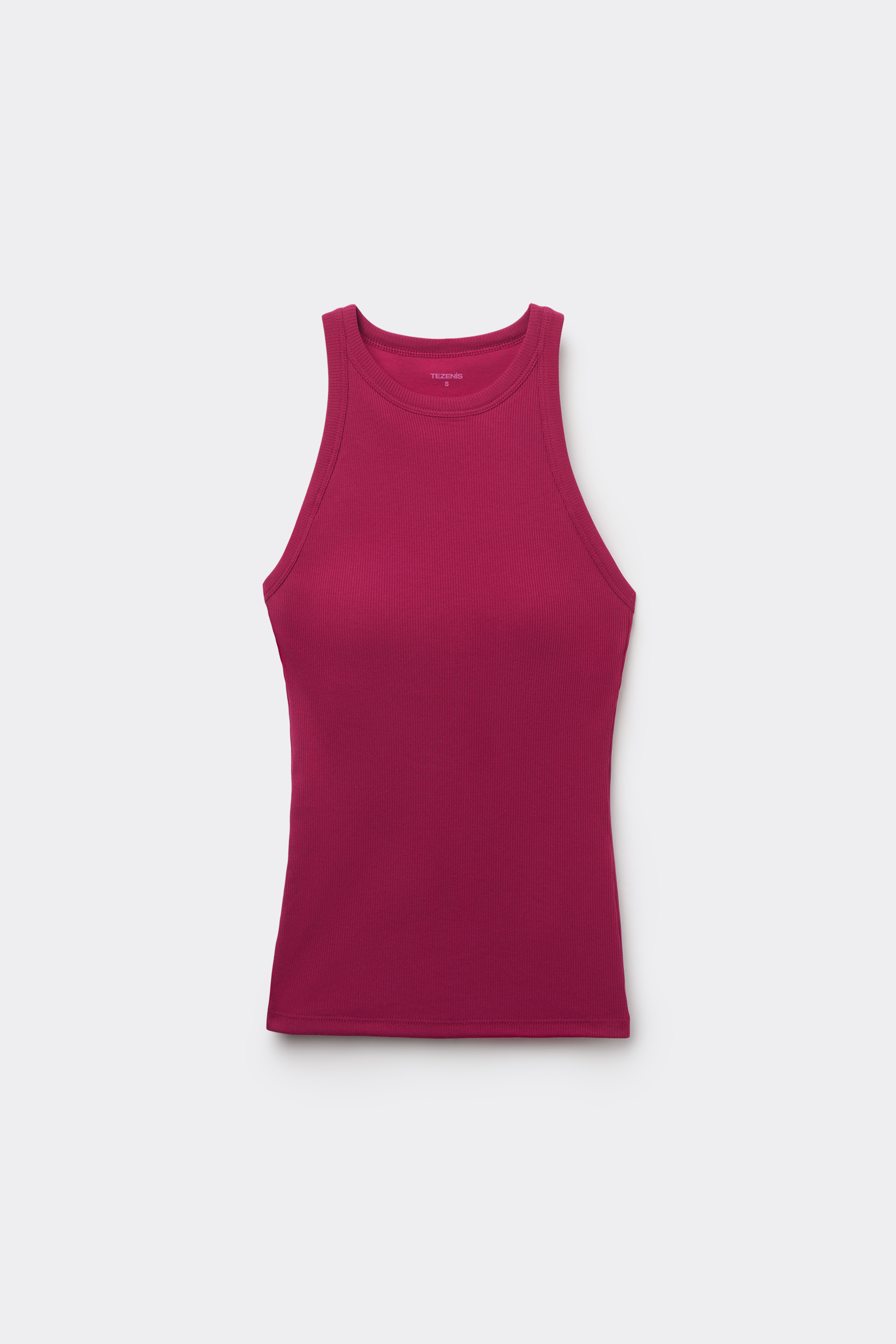 Ribbed Cotton Racerback Vest Top with Integrated Cups