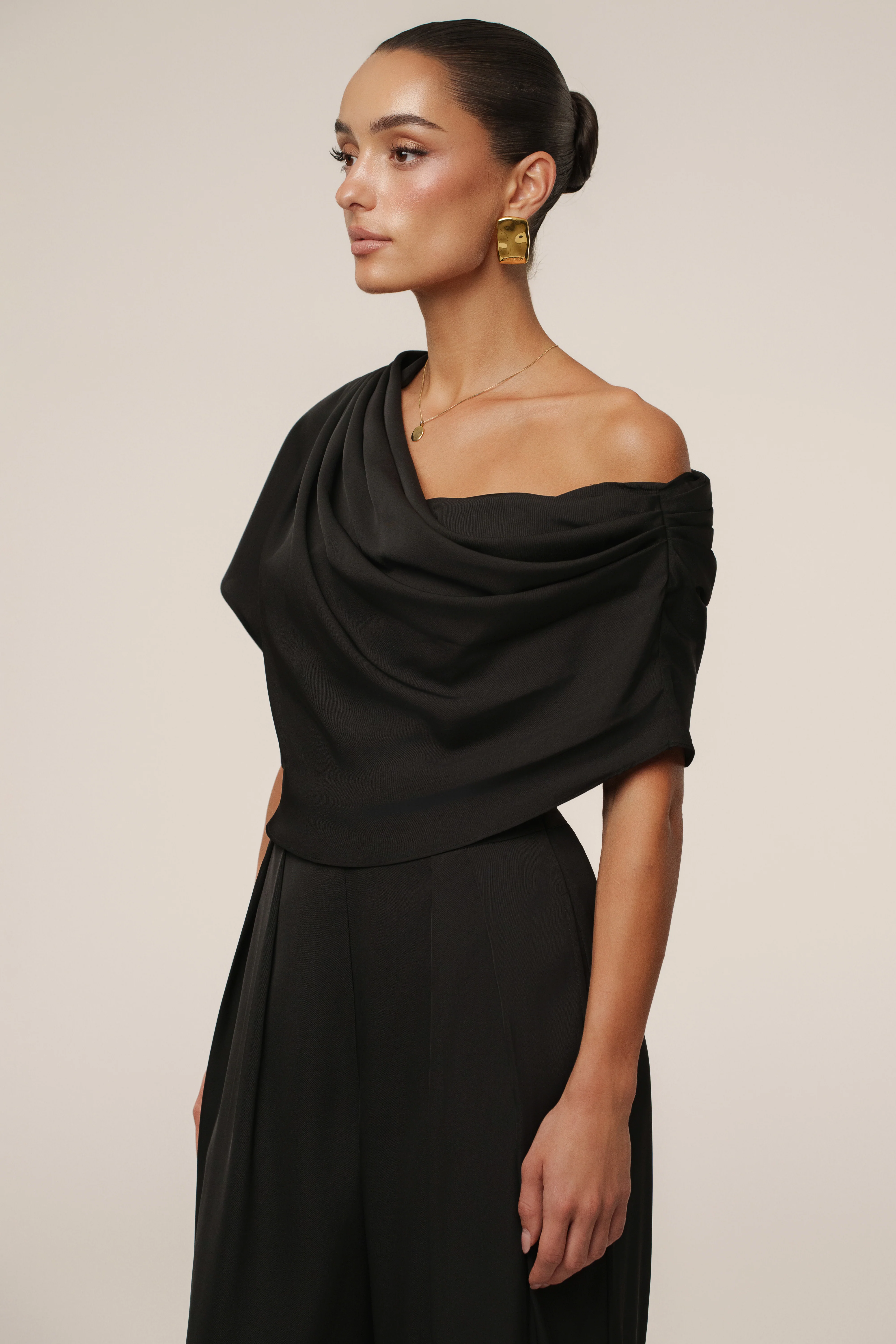 Black Gleam and Glow Satin Top
