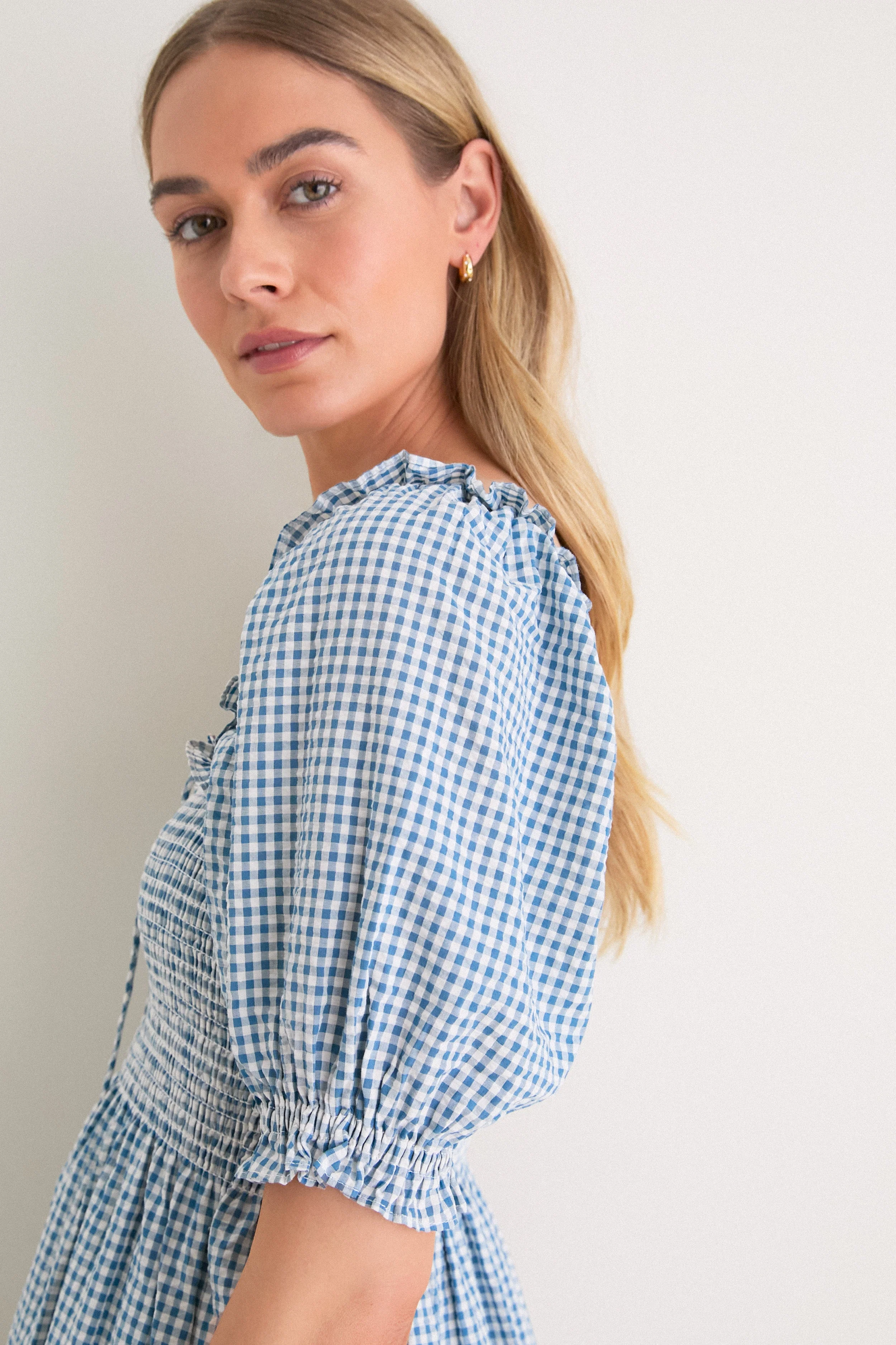 Teal Gingham Scarlett Midi Nap Dress