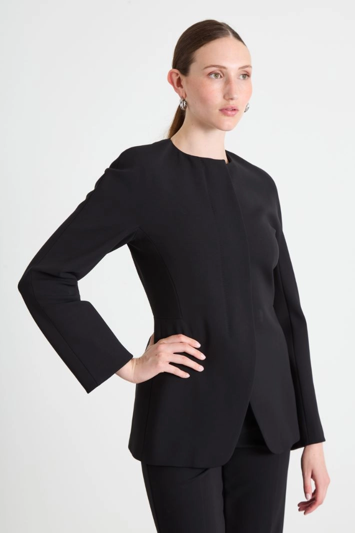 Crêpe jersey jacket - BLACK