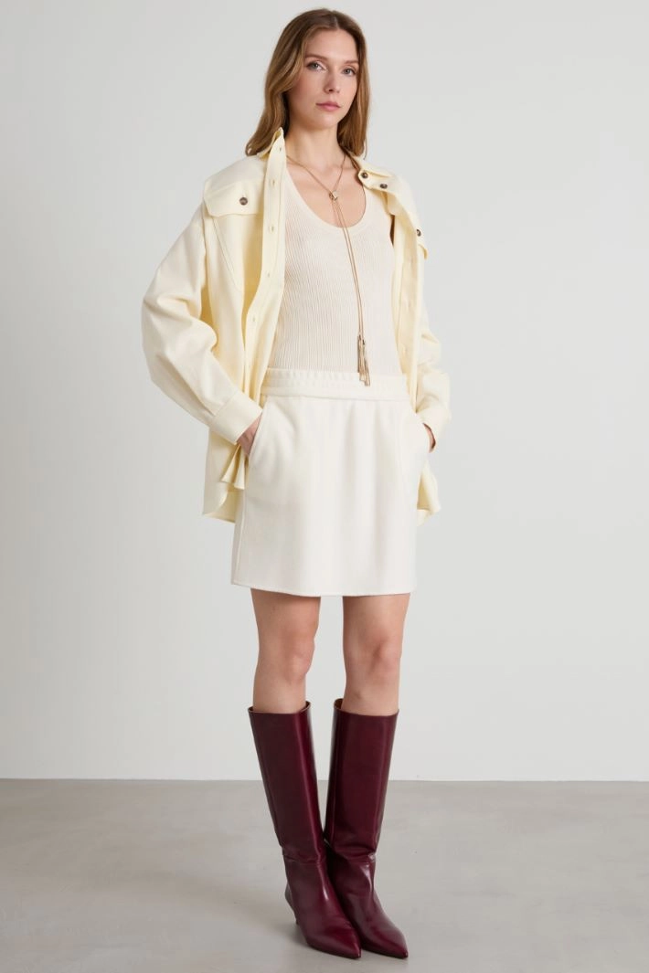 Top with irregular rib-knit pattern - IVORY