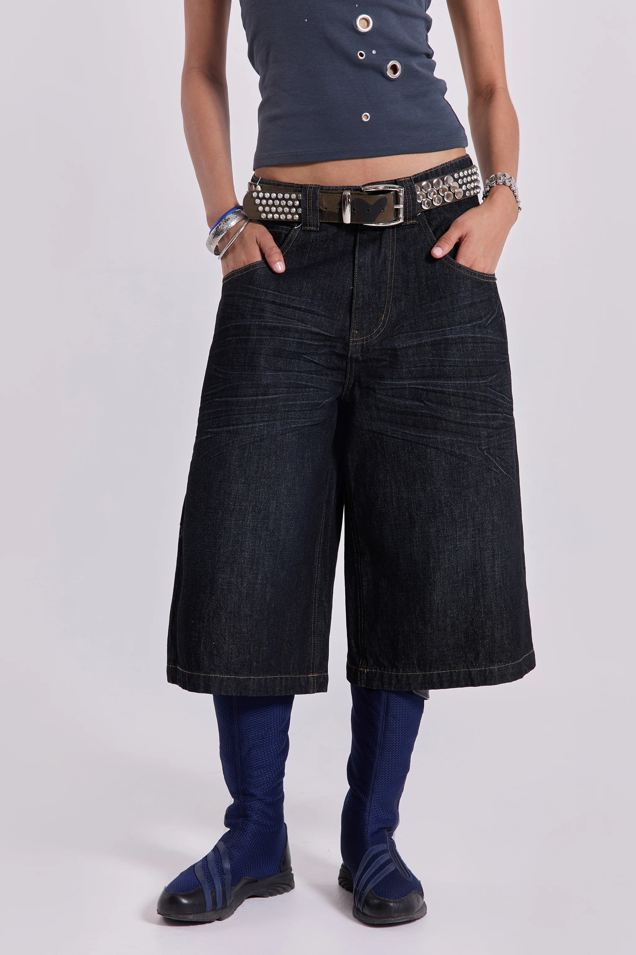 Creased Indigo Colossus Jorts