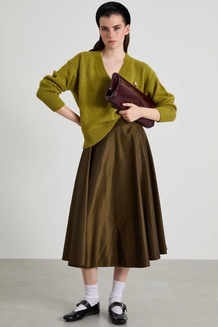 Alpaca and cotton V-neck sweater - PISTACHIO GREEN